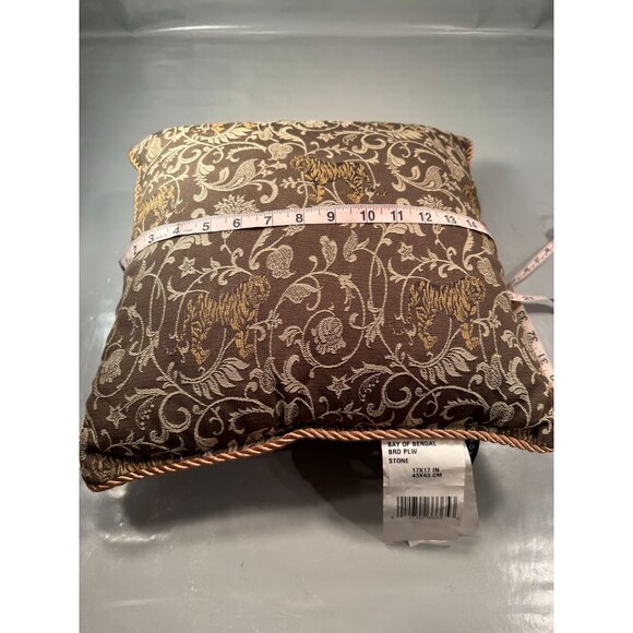 Dakota Bay Bengal Tiger Brocade Decorative Pillow Motif Rope Cushion Home - Picture 13 of 16